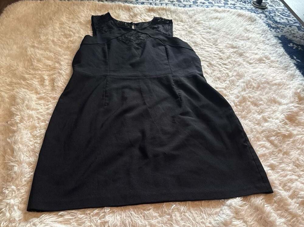 Deb‎ Plus Size 1X Little Black Dress with Lace Yoke and Back Zipper